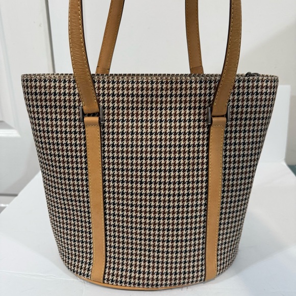 La Toure Eiffel 1887 Houndstooth Tote Tan  Handbag - Picture 2 of 15